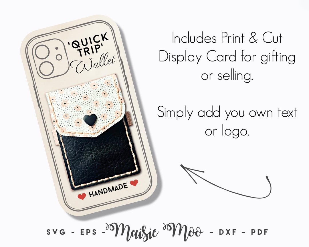 Phone Wallet SVG, Card Holder for Phone Case Pattern, Faux Leather Cricut Template, Elastic Strap Wallet, Easy Stitch Digital Pattern