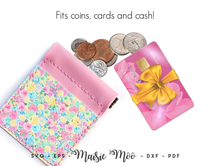 Flex Fame Coin Purse SVG, Card Pouch Sewing Pattern, Faux Leather Pinch Purse, DIY Snappy Snap Top Case Template