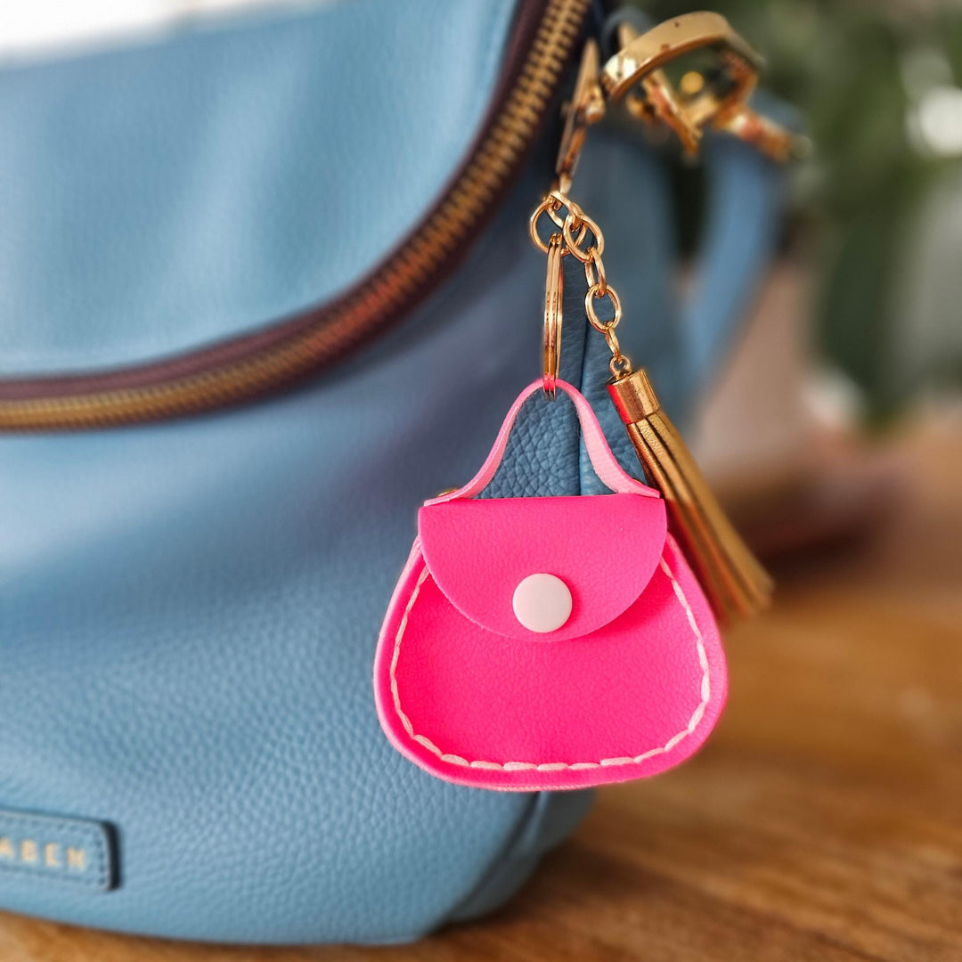 Mini Purse Bag Charm Pattern, Miniature Faux Leather Handbag Keychain SVG by Maisie Moo