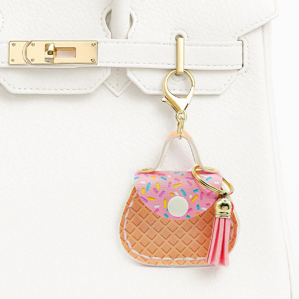 Mini Purse Bag Charm Pattern, Miniature Faux Leather Handbag Keychain SVG by Maisie Moo