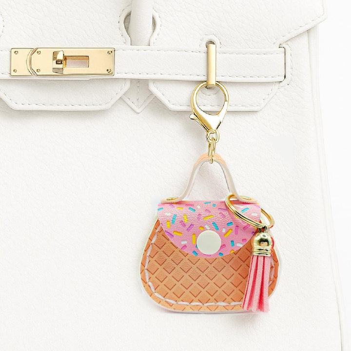 Mini Purse Bag Charm Pattern, Miniature Faux Leather Handbag Keychain SVG by Maisie Moo