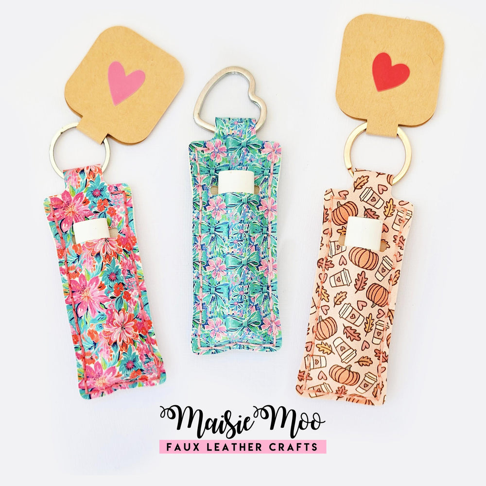 Chapstick Holder Pattern, Faux Leather SVG Template, Lip Balm Keychain Hand Sew with Maisie Moo