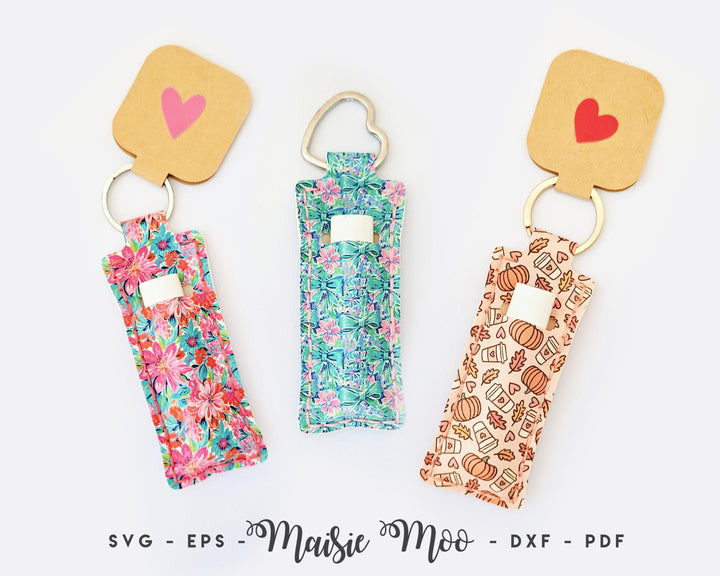Chapstick Holder Pattern, Faux Leather SVG Template, Lip Balm Keychain Hand Sew with Maisie Moo