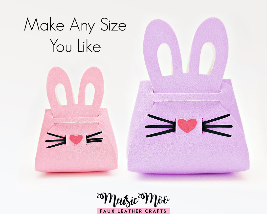 Easter Purse SVG Bundle, Bunny Carrot Flower Treat Holder, No Sew Faux Leather Mini Bag Template for Cricut