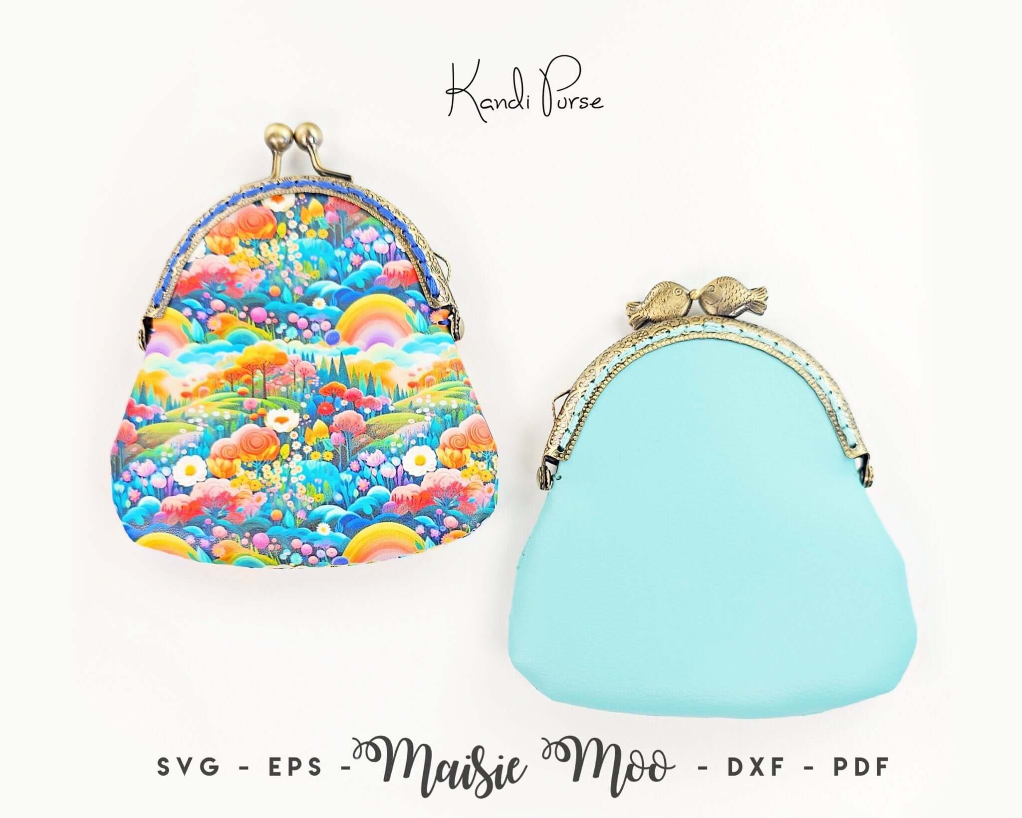 Kiss Clasp Coin Purse Pattern, Faux Leather Purse SVG, Kiss Lock
