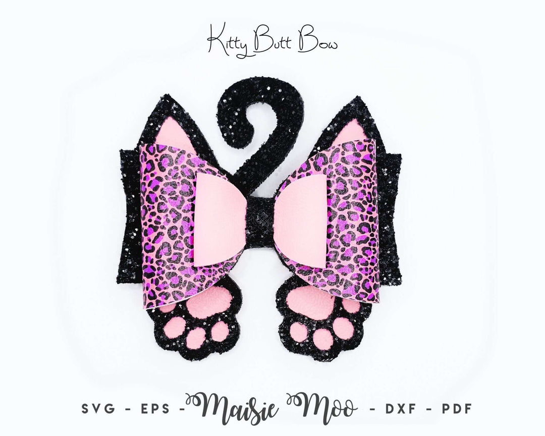 Kitty Butt Bow Faux Leather Crafts for Cricut and Silhouette by Maisie Moo Design
