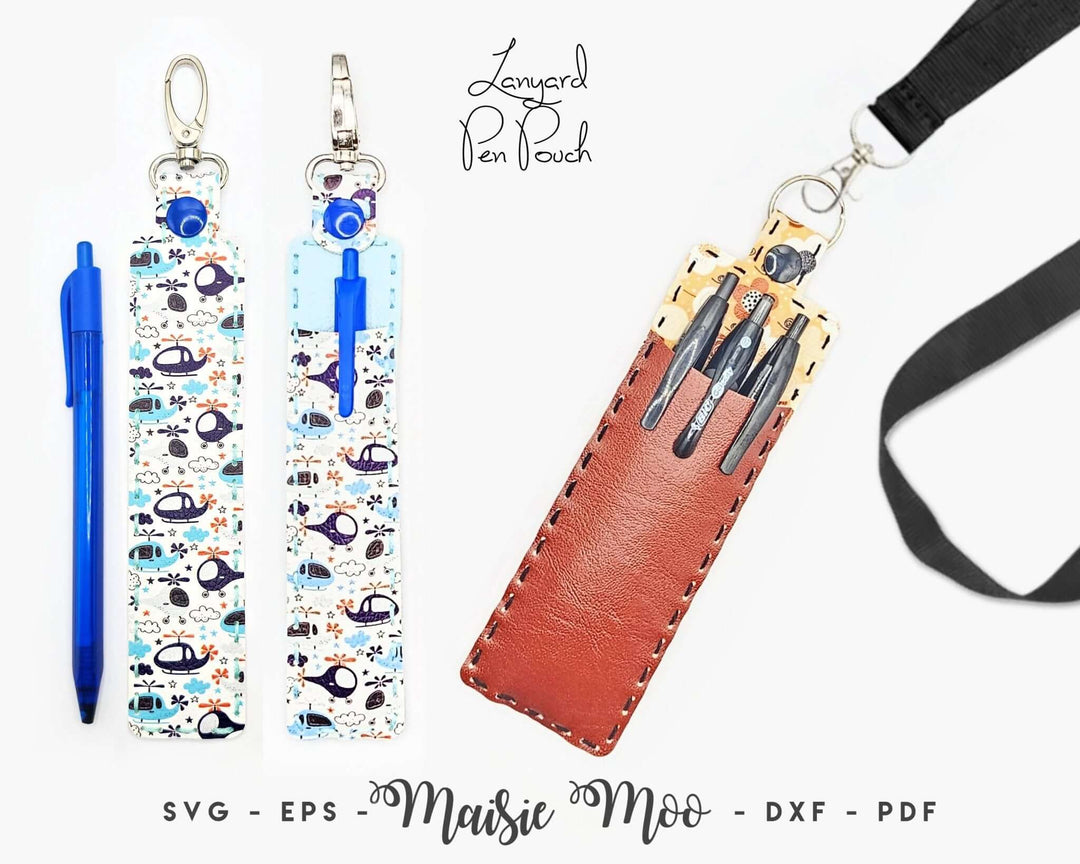 Lanyard Pen Holder Faux Leather Crafts for Cricut and Silhouette by Maisie Moo Design