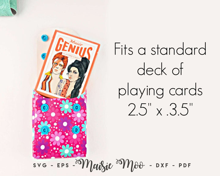 Playing Card Case Faux Leather Crafts for Cricut and Silhouette by Maisie Moo Design