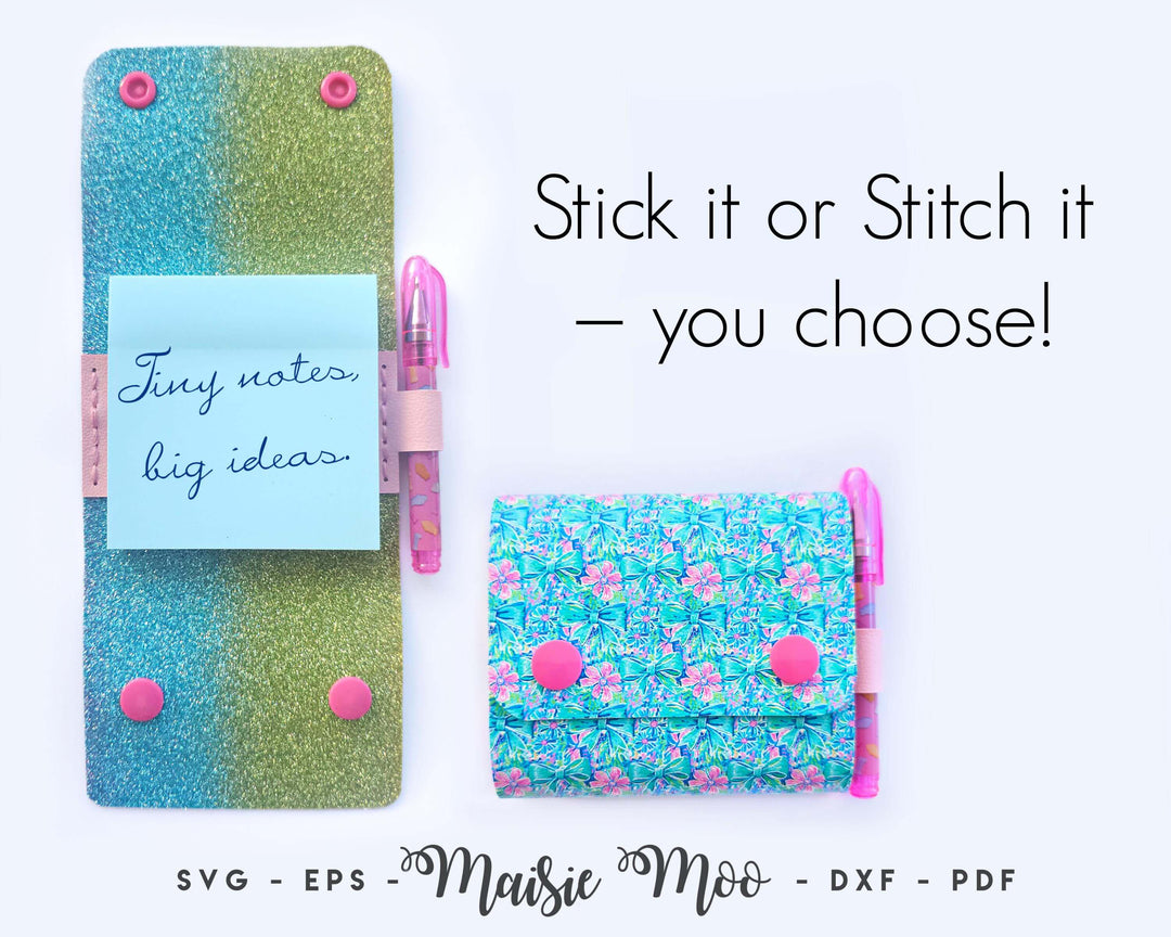 Little Note Nest | Sticky Note Holder SVG Faux Leather Crafts for Cricut & Silhouette by Maisie Moo