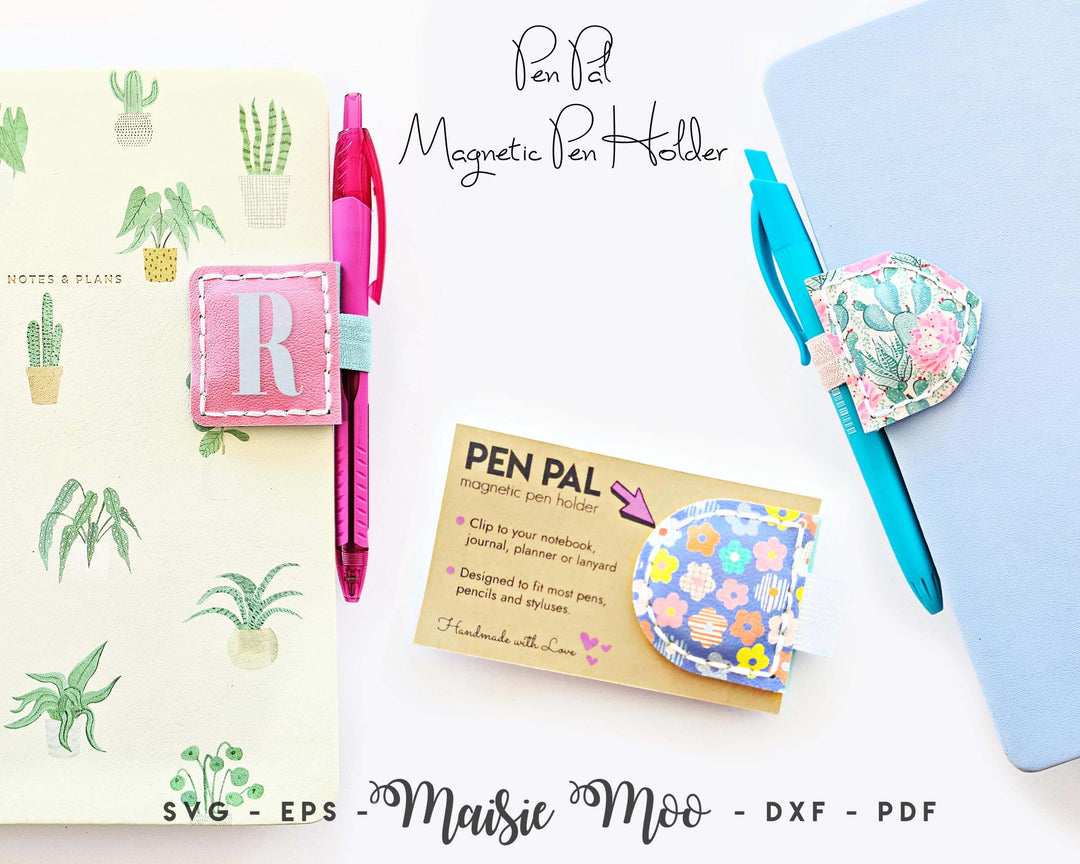 Magnetic Pen Holder - Pen Pal Bookmark Faux Leather Crafts for Cricut & Silhouette by Maisie Moo