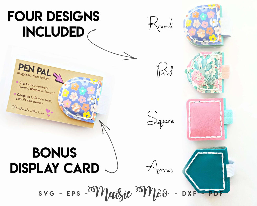 Magnetic Pen Holder - Pen Pal Bookmark Faux Leather Crafts for Cricut & Silhouette by Maisie Moo