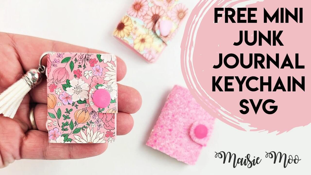 Mini Junk Journal Keychain - FREE SVG!! Faux Leather Crafts for Cricut and Silhouette by Maisie Moo Design