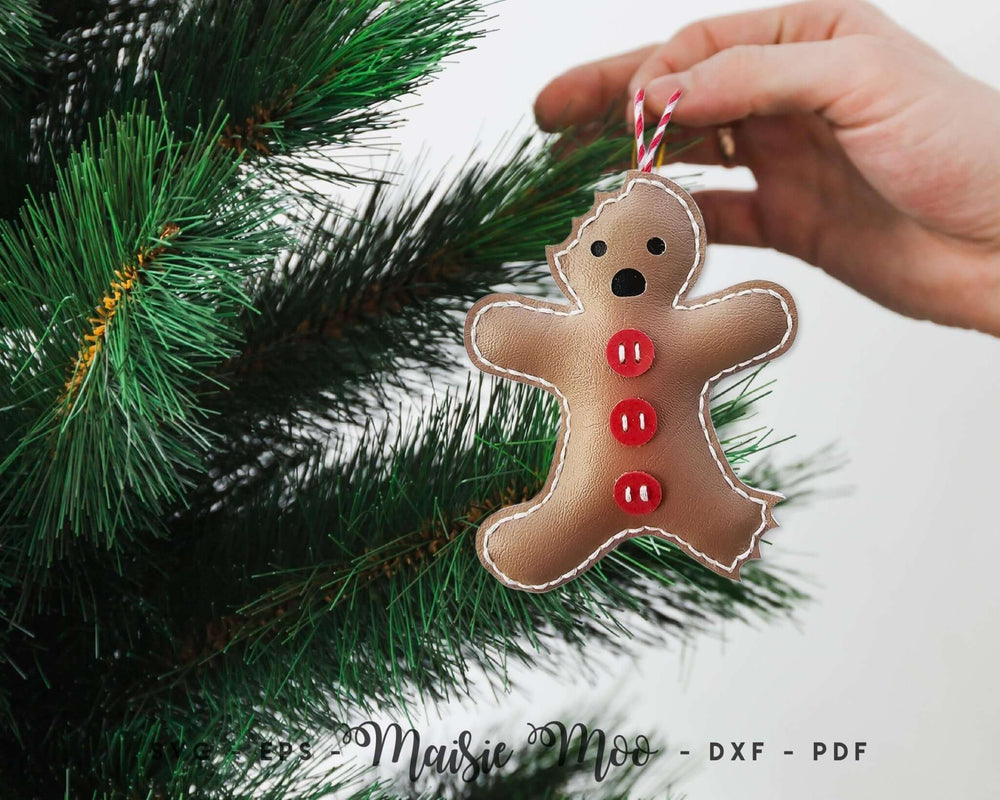 Nibbles a Gingerbread Ornament Faux Leather Crafts for Cricut and Silhouette by Maisie Moo Design