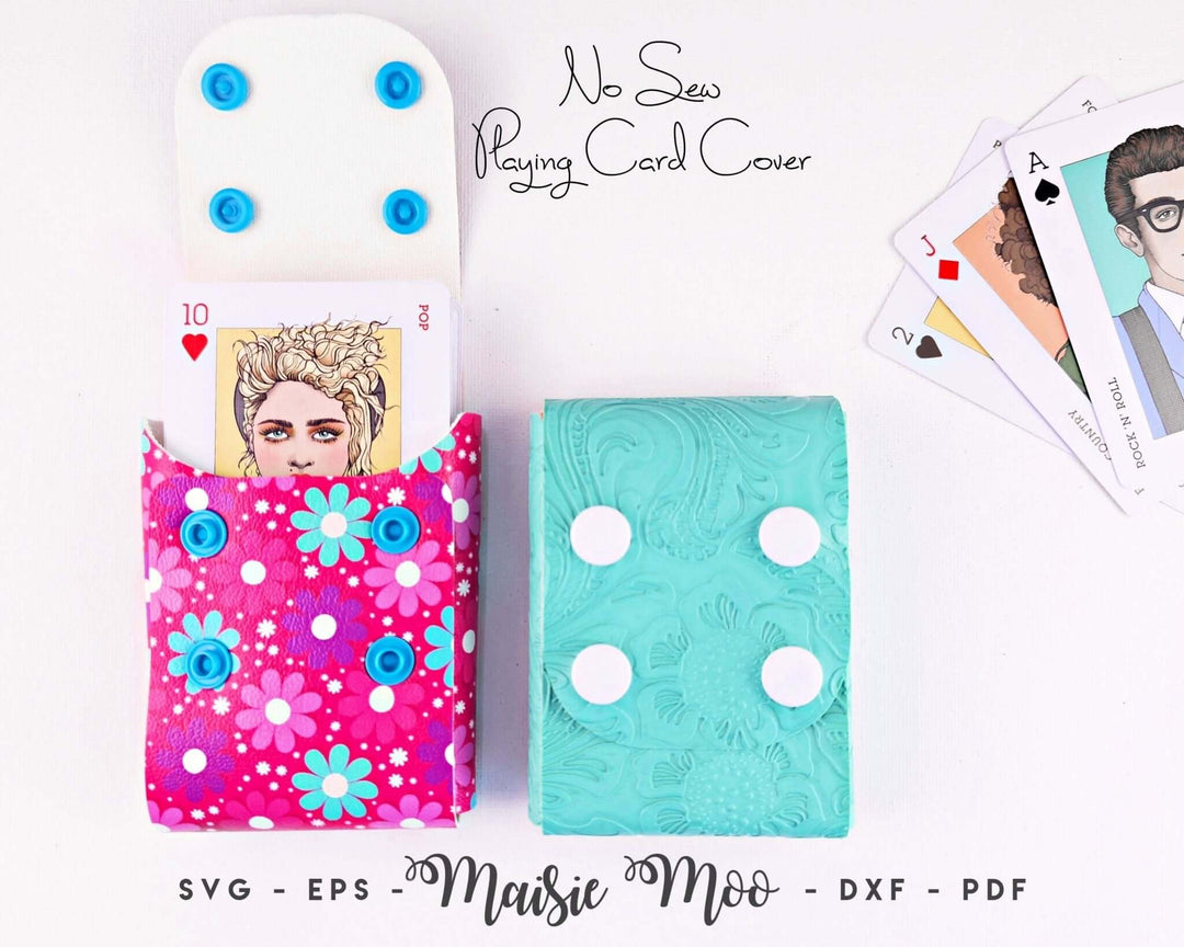 Playing Card Case Faux Leather Crafts for Cricut and Silhouette by Maisie Moo Design