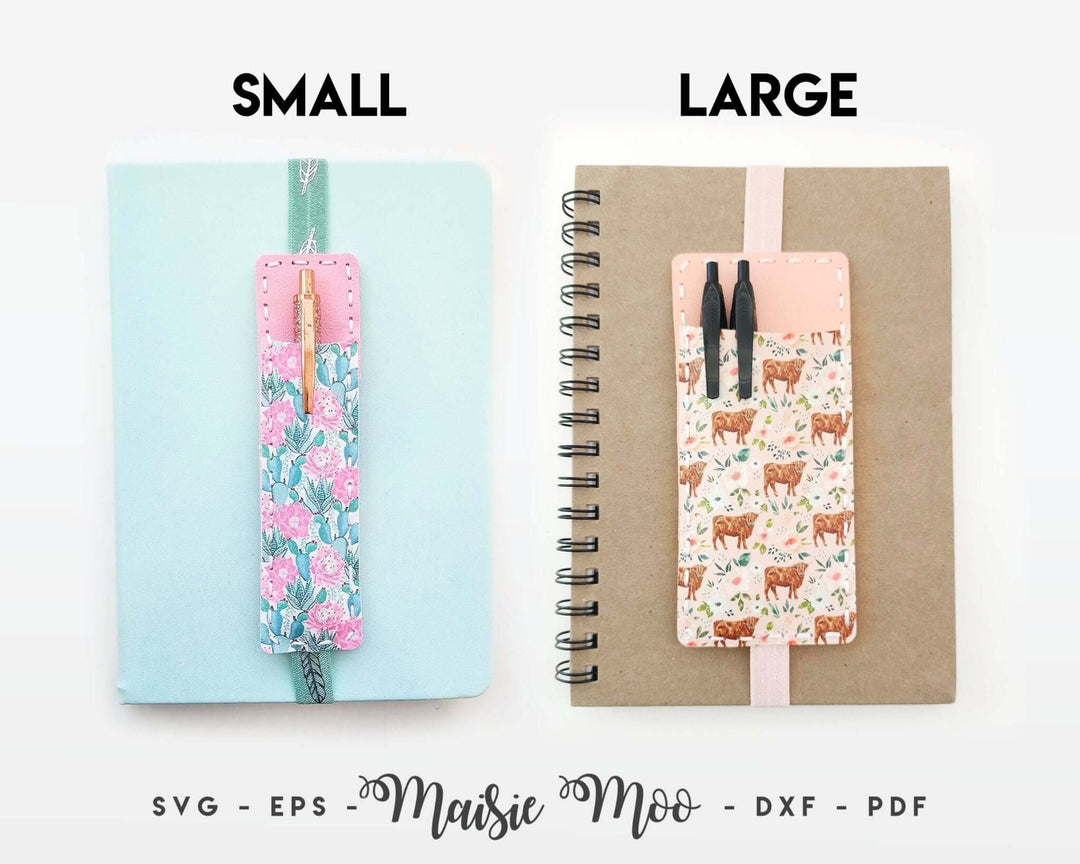 Pen Pouch Bookmark Faux Leather Crafts for Cricut and Silhouette by Maisie Moo Design
