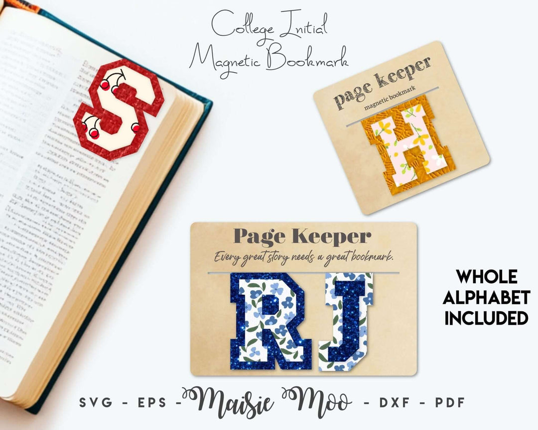 University Bookmark Example Personalised College Initial Magnetic Bookmark – Maisie Moo