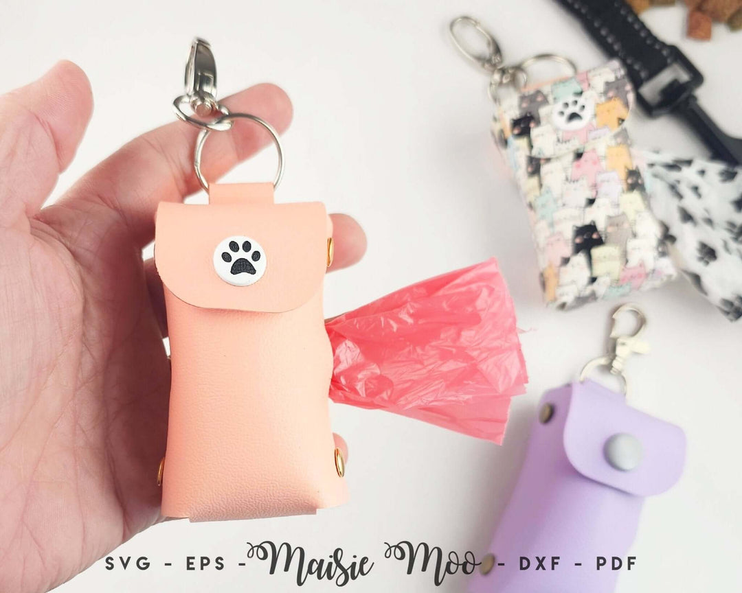 Pet Poop Bag Holder Faux Leather Crafts for Cricut and Silhouette by Maisie Moo Design