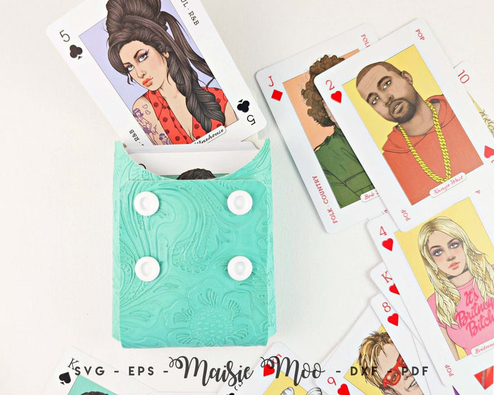 Playing Card Case Faux Leather Crafts for Cricut and Silhouette by Maisie Moo Design