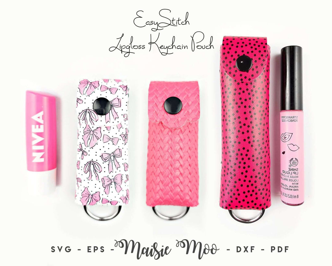 Pout Pouch Keychain Lip Gloss Holder Faux Leather Crafts for Cricut and Silhouette by Maisie Moo Design