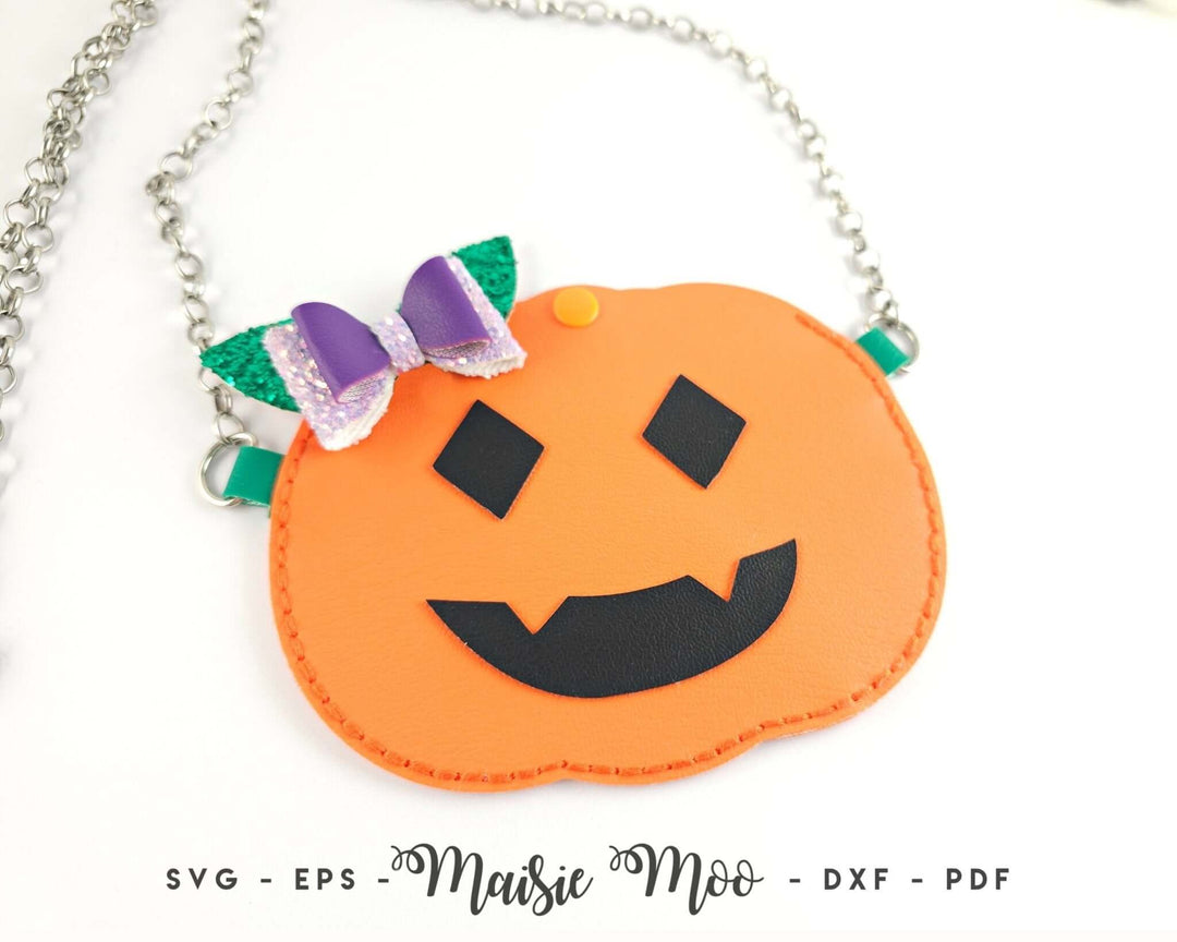 Pretty Pumpkin Pixie Bag Faux Leather Crafts for Cricut and Silhouette by Maisie Moo Design