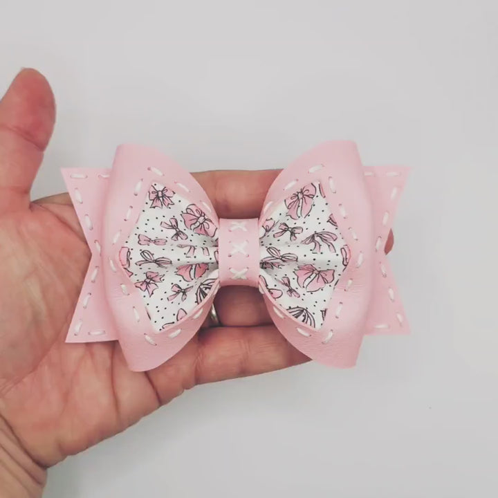 Hair Bow SVG, Faux Leather Bow Template, Sweet Stitch Bow by Maisie Moo