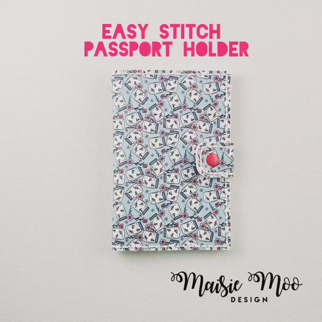 EasyStitch Passport Cover SVG Pattern | Protective Passport Pouch PDF Template | Faux Leather Travel Case | Maisie Moo Vegan leather