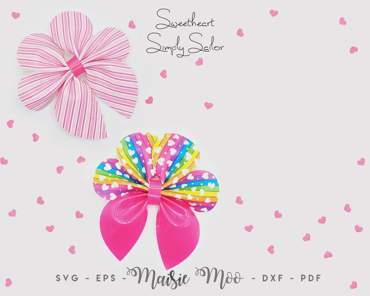 Heart Simply Sailor Bow Template SVG, Sweetheart Pinch Bow PDF, Valentine Hair Bow Template, Cricut Bow svg, Bow Template for Cricut,
