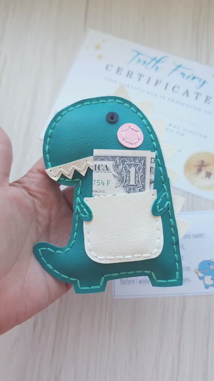 Dino Tooth Fairy Pillow SVG Template, Easy Stitch Tooth Pouch Hand Stitched | Childrens Crafts Sewing Pattern