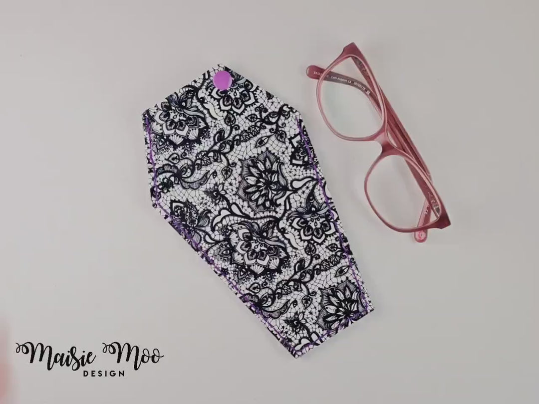 Gothic Reading Glasses Sleeve SVG, Halloween Coffin Pouch Template, Faux Leather, Eye Glasses  Svg files for Cricut Cut Files Maisie Moo