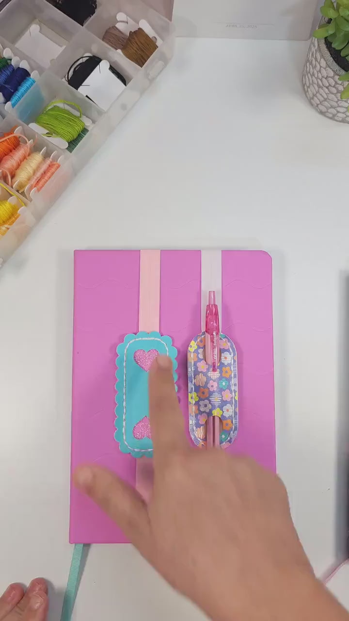 Elastic Pen Holder Bookmark SVG, Faux Leather Pencil Keeper Template, Notebook Pen Pouch PDF,