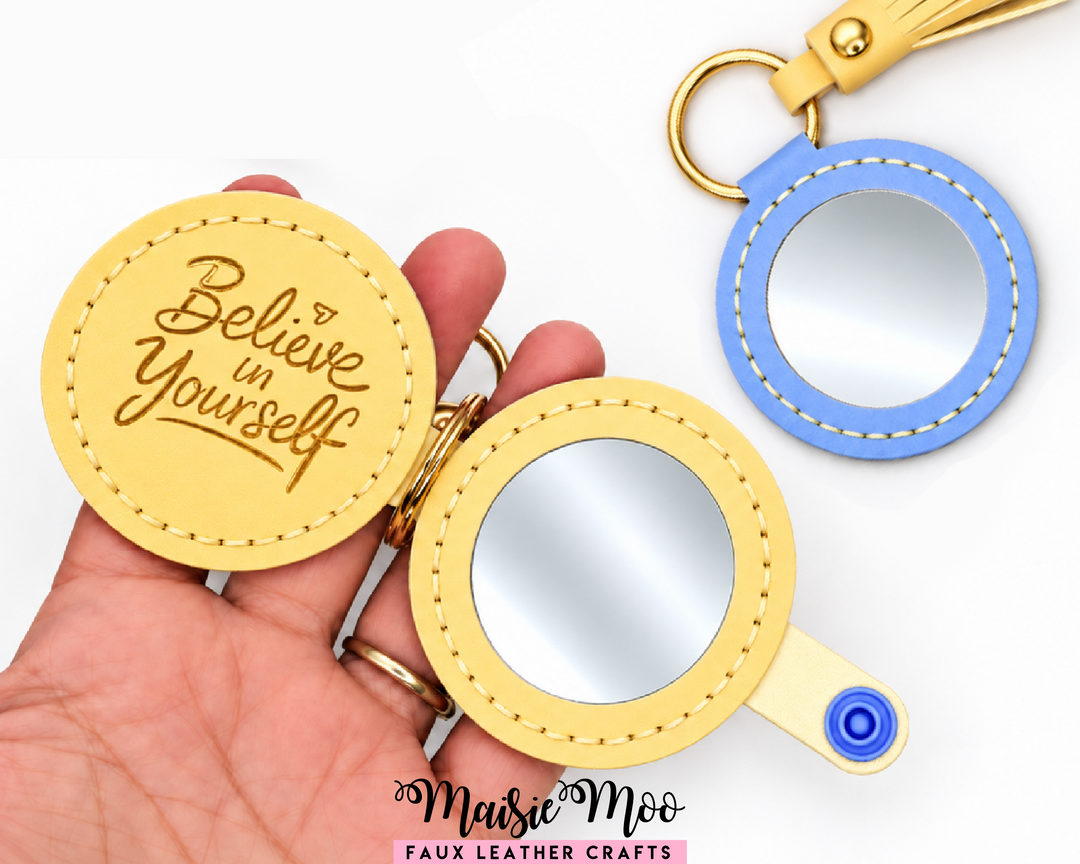 Round Compact Mirror Keychain SVG, Small Pocket Mirror Pattern