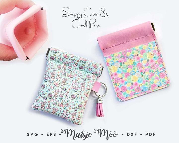 Snappy Coin & Card Purse Faux Leather Crafts for Cricut & Silhouette by Maisie Moo