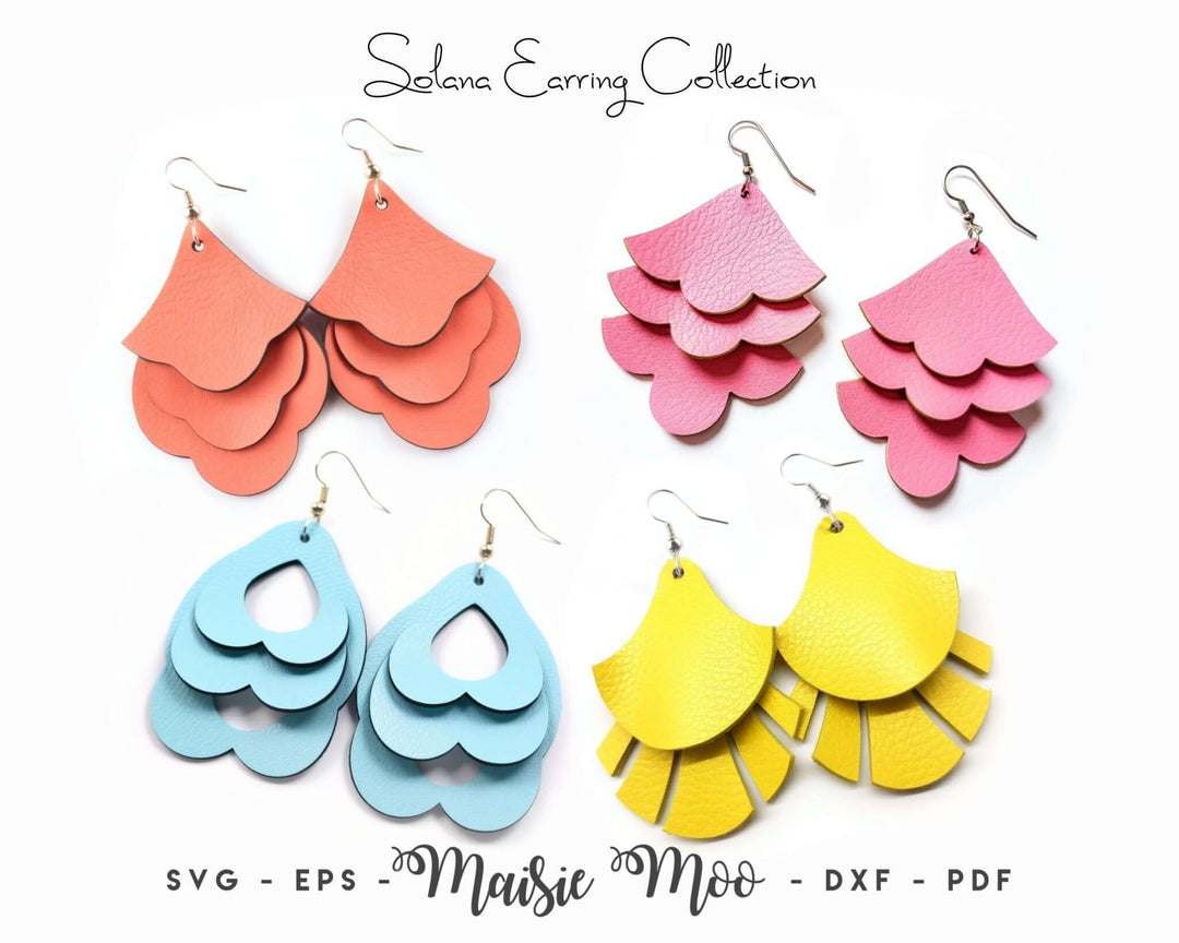 Summer Earrings SVG Faux Leather Crafts for Cricut and Silhouette by Maisie Moo Design