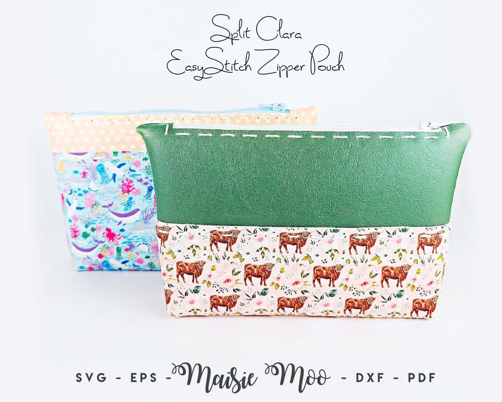 Split Clara | Zipper Pouch Faux Leather Crafts for Cricut and Silhouette by Maisie Moo Design
