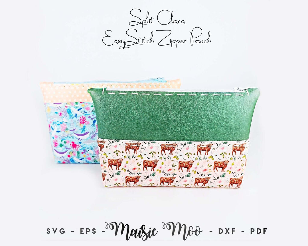 Split Clara | Zipper Pouch Faux Leather Crafts for Cricut and Silhouette by Maisie Moo Design