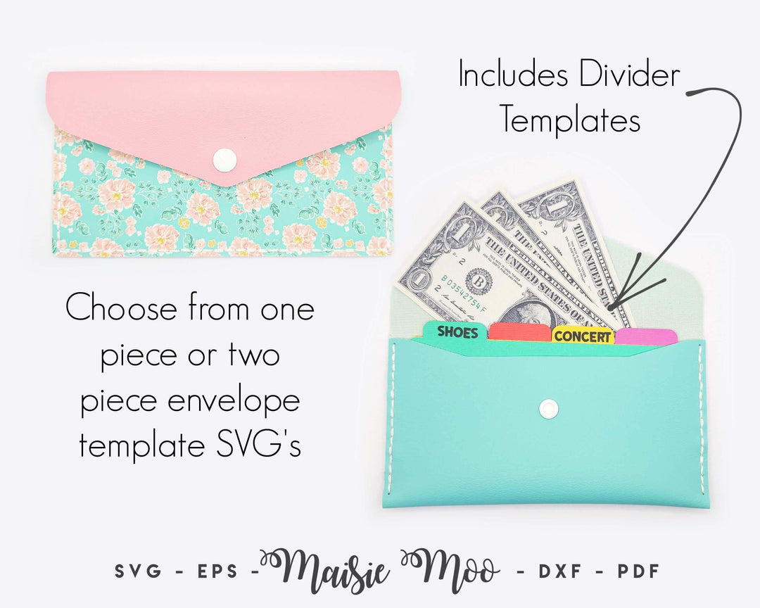 Cash Stuffing Envelope SVG Template, Savings Challenge Envelope Sewing Pattern, Leather or Faux Leather Easy Stitch Wallet