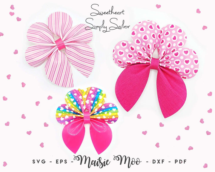 Sweetheart Simply Sailor Bow Faux Leather Crafts for Cricut and Silhouette by Maisie Moo Design