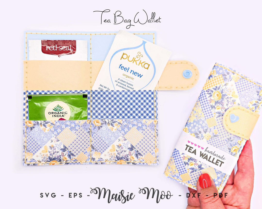 Tea Wallet Pattern, Faux Leather Tea Bag Wallet SVG, Cricut Craft Leather Pattern
