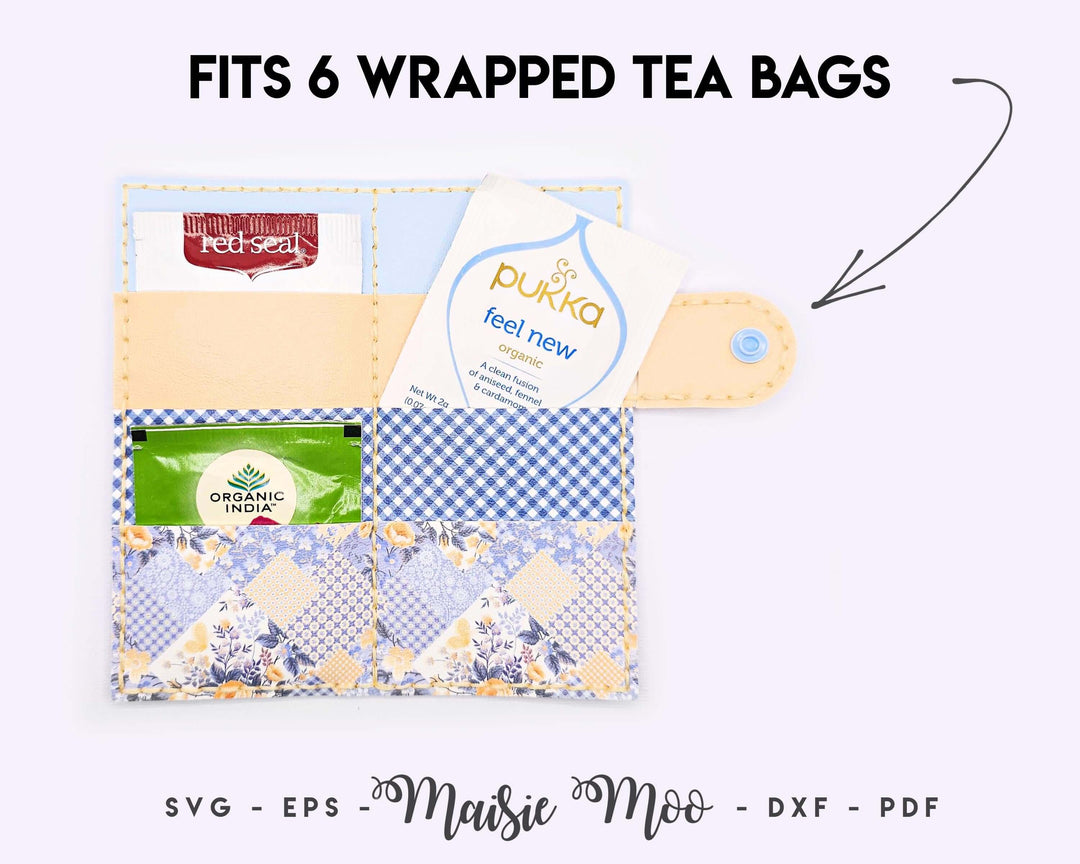 Tea Wallet Pattern, Faux Leather Tea Bag Wallet SVG, Cricut Craft Leather Pattern