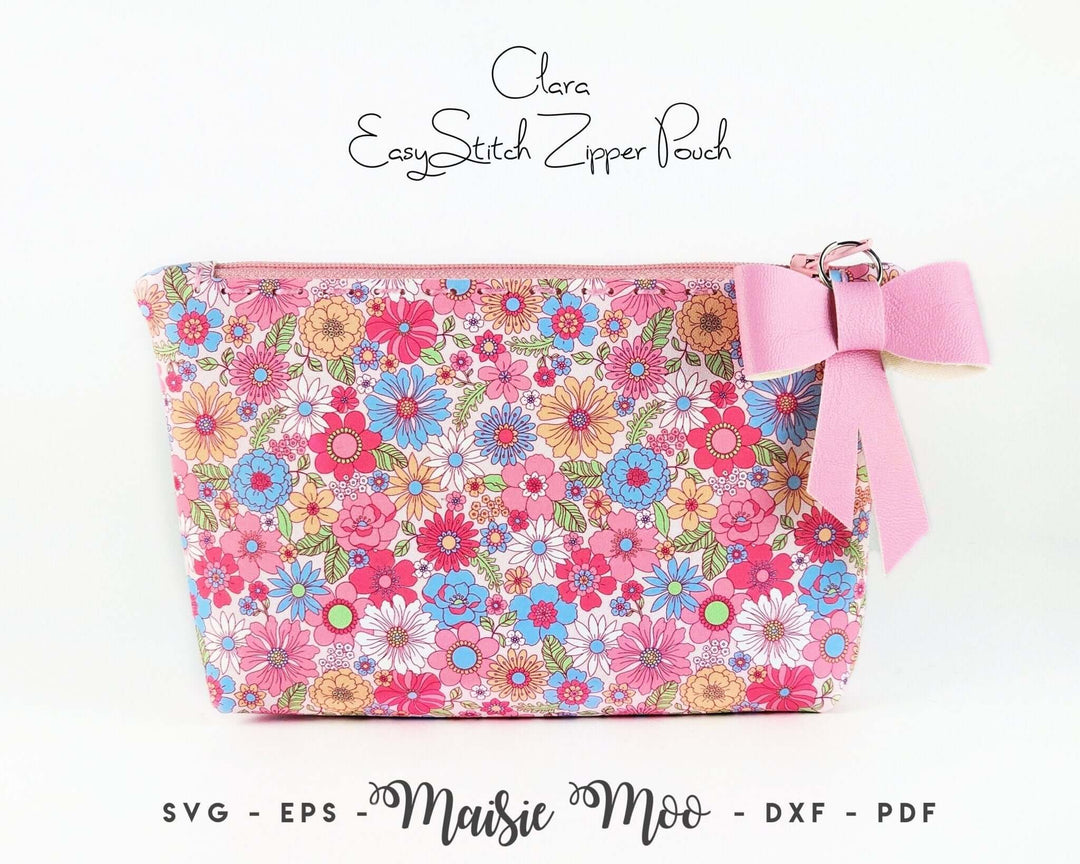 The Clara Zipper Pouch Faux Leather Crafts for Cricut and Silhouette by Maisie Moo Design