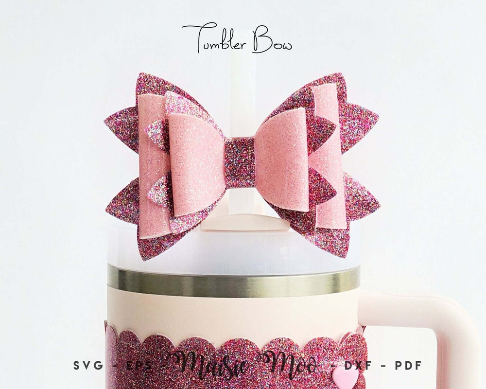 Tumbler Bow Faux Leather Crafts for Cricut and Silhouette by Maisie Moo Design
