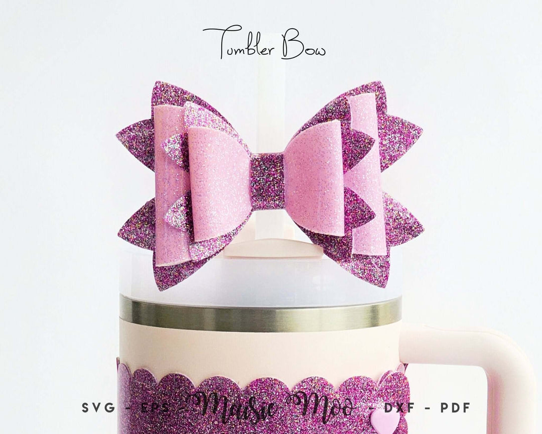 Tumbler Bow Faux Leather Crafts for Cricut and Silhouette by Maisie Moo Design