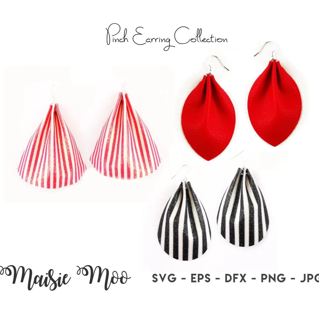 3D Pinch Earring SVG Template Faux Leather Cricut Earring