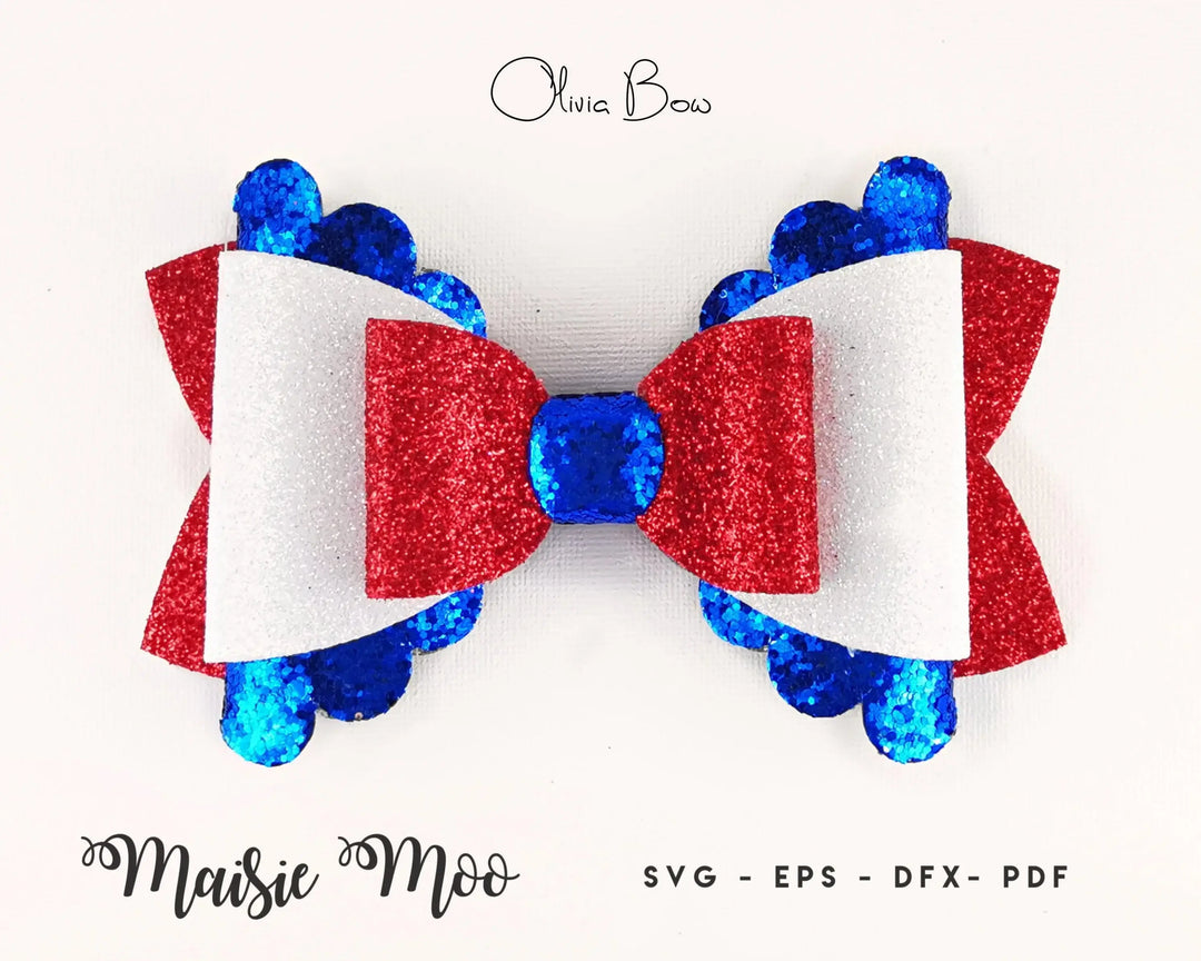 Patriotic Bow SVG Bundle, Stars and Stripes Bow SVG, 4th July Hair Bow