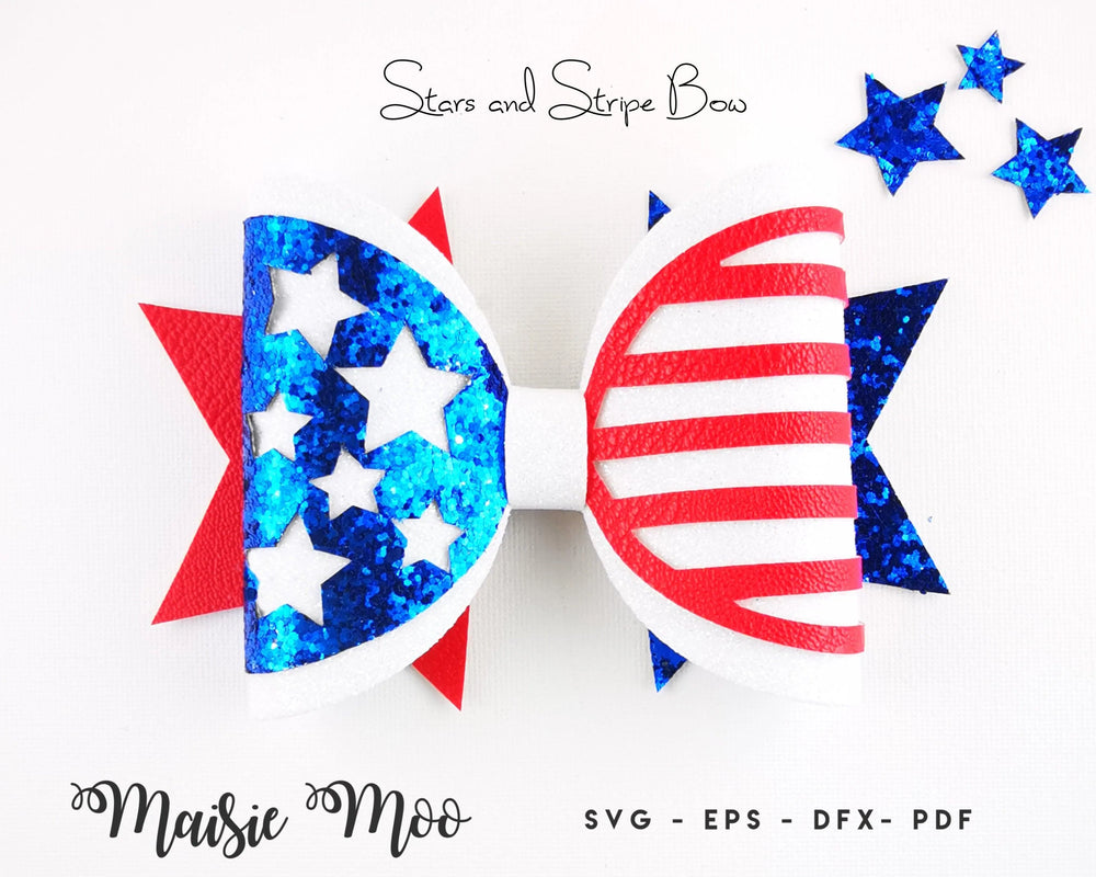 Patriotic Bow SVG Bundle, Stars and Stripes Bow SVG, 4th July Hair Bow