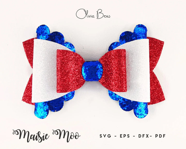Patriotic Bow SVG Bundle, Stars and Stripes Bow SVG, 4th July Hair Bow