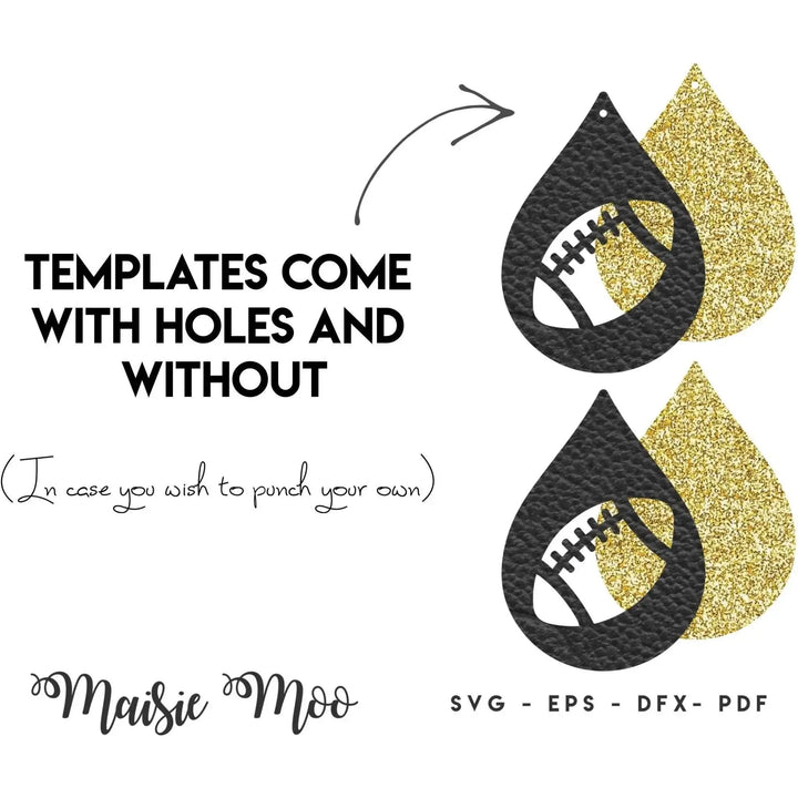 Football Earring SVG | Faux Leather Earring Templates | Cricut Earring SVG | Cricut Earring Template