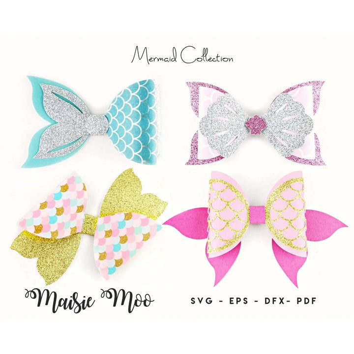 Mermaid Bow Template | Mermaid Tail Bow Template SVG - Maisie Moo