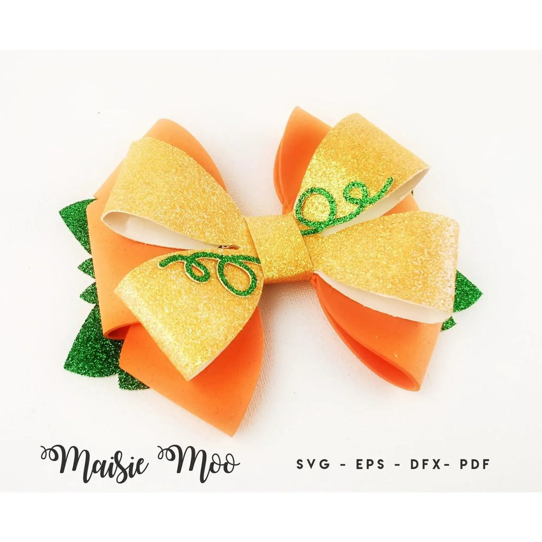 Pumpkin Bow SVG, Harvest Bow Template , Autumn Hair Bow, Fall Bow PDF, Halloween Bow, Cricut Cut Files - Maisie Moo