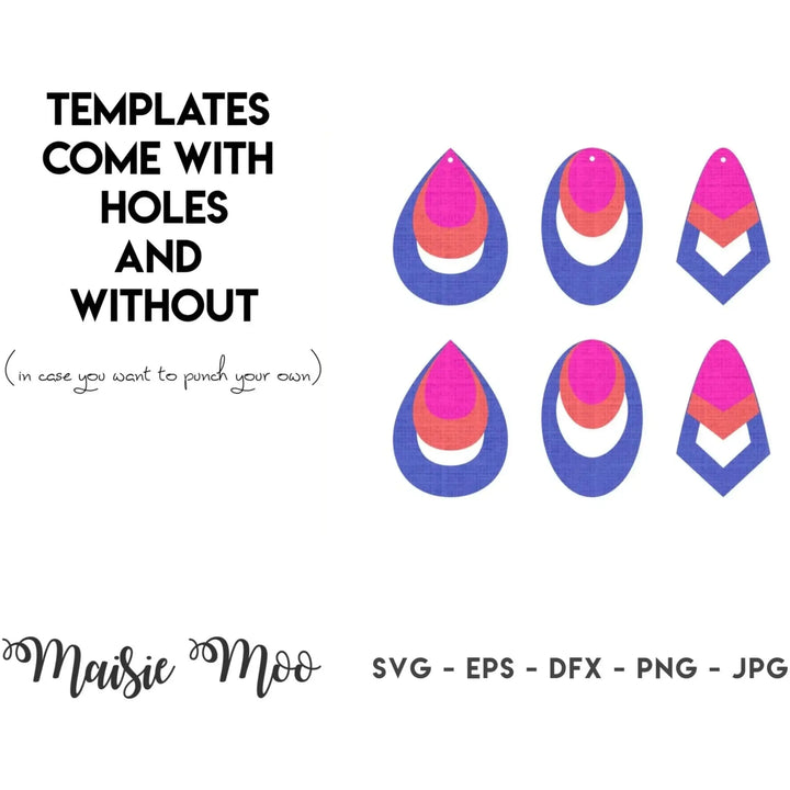 Stacked Earring SVG | Layered Earring | Cricut Earring Template | Faux Leather Earrings - Maisie Moo